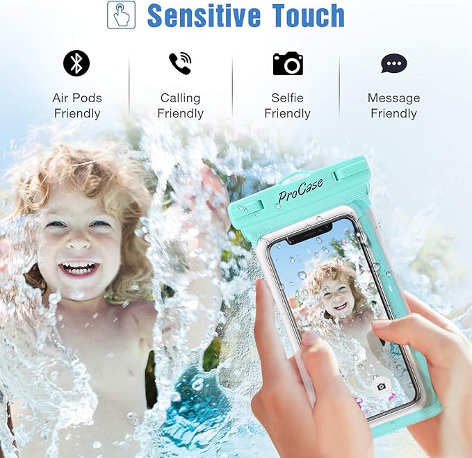 ProCase 2 Pack Waterproof Phone Pouch, Underwater Phone Case Up to 7", Dry Bag for iPhone 17 Air 16 15 14 13 Pro Plus Max, Galaxy S24 S23 S22 Ultra Pixel, Beach Essentials -Green
