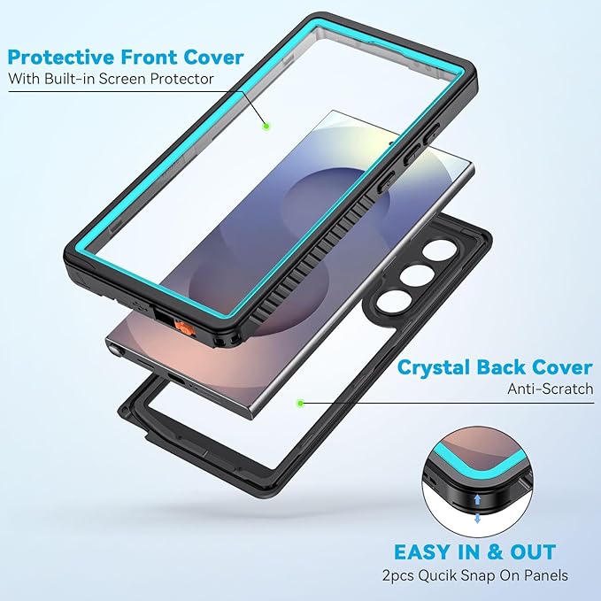 Lanhiem for Samsung Galaxy S25 Ultra Case, IP68 Waterproof Dustproof, Built-in Screen Protector, Rugged Full Body Shockproof Protective Cover for Galaxy S25 Ultra 5G 6.9 Inch, Blue