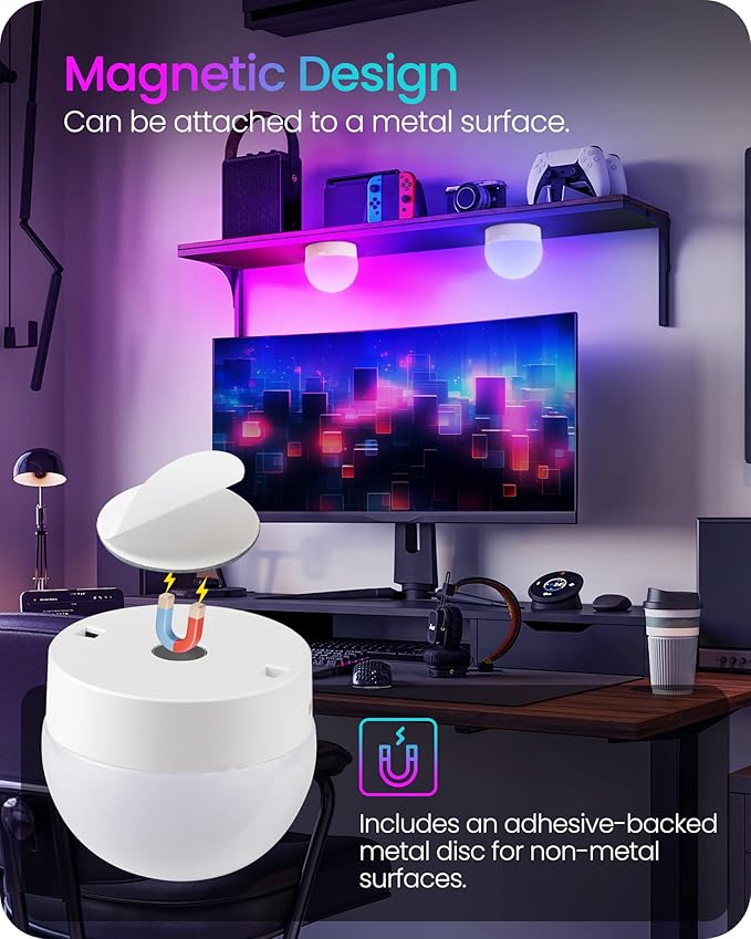 Rechargeable Light Bulbs with Remote Control, 2 Pack E12 Base Battery Operated Light Bulbs, 3 Timer 15 Colors Selectable, Dimmable Wireless RGB LED Bulb for Lamp, Non-Hardwired, R08YBP205