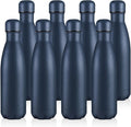 Volhoply 17oz Stainless Steel Water Bottles Bulk, Leakproof Insulated Metal Water Bottle for Sports, Travel, Adult, Available in Packs of 1, 4, or 8（Nvay,8 Pack）