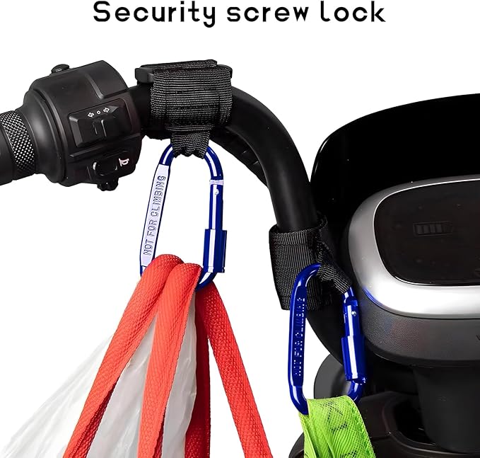 2 PCS UTV Hook for Hanging Headsets, Aluminum Alloy Stroller Carabiner Clips with Adjustable Strap, Multipurpose Roll Cage Hooks for Motorcycle Dirt Bike Scooter Owners (Dark Blue)