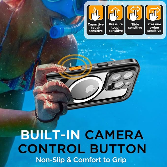 AICase Waterproof Case for iPhone 16 Pro(6.3") with MagSafe Clear Water Proof,Snowproof,Dustproof and Shockproof,IP68 Real 360 Full Body Protection Fully Sealed Underwater Cover for iPhone 16 Pro