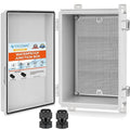 TICONN Outdoor Electrical Box Waterproof, Junction Box IP67 ABS Plastic Enclosure with Hinged Cover with Mounting Plate, Wall Brackets, Cable Glands (Off-White, 10.2"x6.3"x3.9")