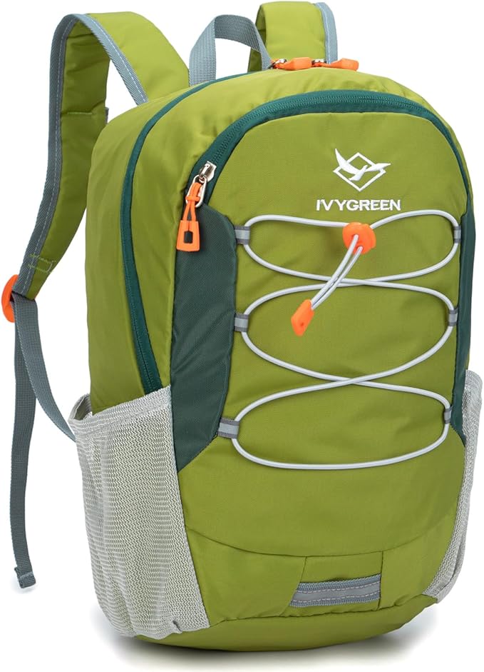 IVYGREEN Little Kids Hiking Backpack for Boys or Girls, Small Daypack for Camping or Travel (Armygreen, Medium)