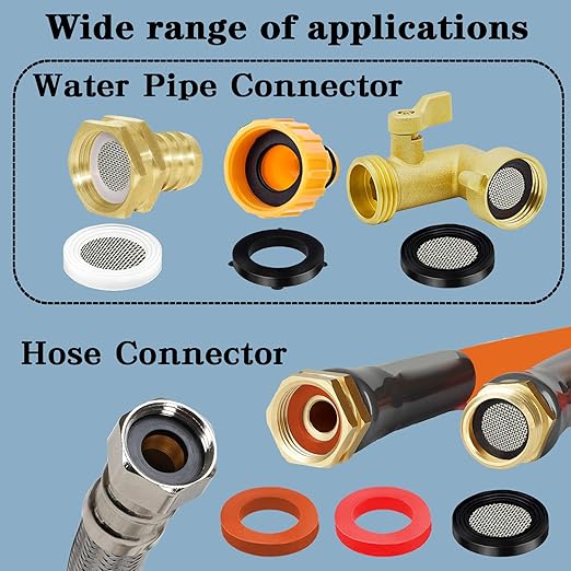 ZDBB 129 PCS Garden Hose Washers Shower Head Gaskets with Screen Filter,Silicone Rubber Washer for 3/4,1/2 Inch Water Fittings Plumbing Shower Hose Splitter Washing Machine Rv Faucet