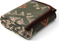 ACUSHLA Merino Wool Blanket - Soft Warm Thick Washable Large Throw Blanket for Camping Bed Couch Outdoor Travel All Weather, Navajo Style Green 79X63