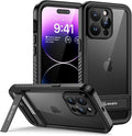 Lanhiem for iPhone 14 Pro Max Case with Kickstand, IP68 Waterproof Dustproof Built-in Screen Protector, Full Body Shockproof Protective Cover for iPhone 14 Pro Max, 6.7 Inch (Black)