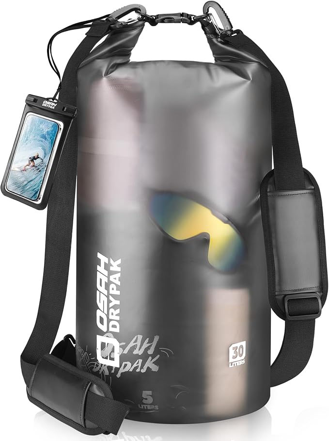 Waterproof Dry Bag, 5L/10L/20L/30L/40L Roll Top Lightweight Storage Backpack with Phone Case for Women & Men, Floating Waterproof Sack for Travel, Swimming, Kayaking, Paddle Board, Camping & Beach