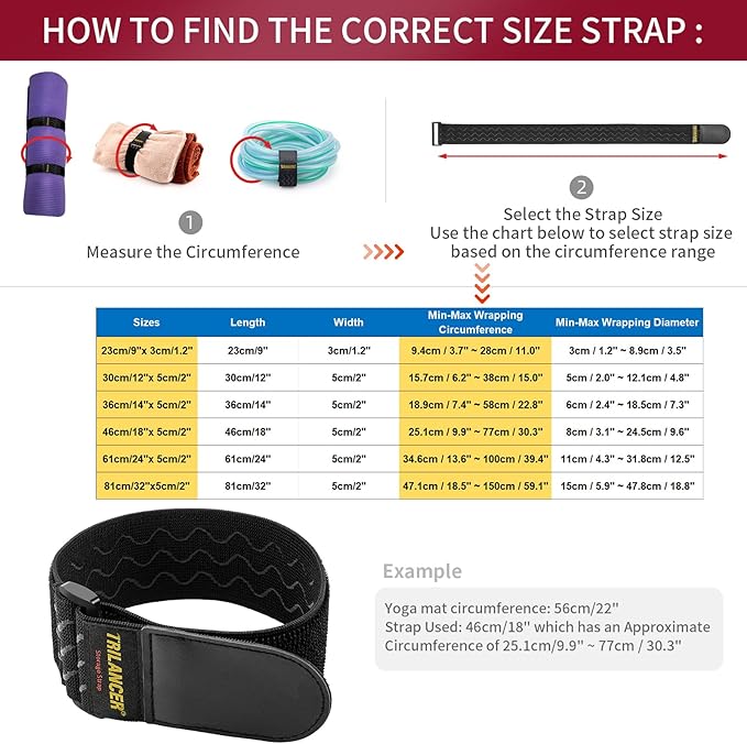 Trilancer Elastic Cinch Straps with Anti-Slip Strips, 3 Size Combo(5-Pack) Heavy Duty Hook and Loop Storage Straps for Extension Cords, Cables, Ropes, Hoses, Bike, RV, Pant Garters,Garage Organization