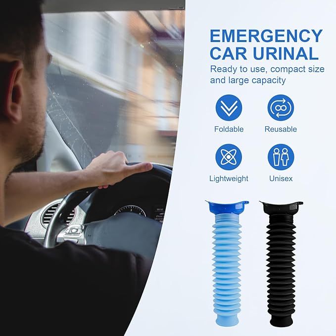 Pee Bottles for Men, Portable Urinal for Men, Collapsible Urine Bottle 750ML, Car Urinals for Men and Women, Emergency Urinal Shrinkable Pocket Toilet for Travel, Camping, Traffic Jam, Road Trips