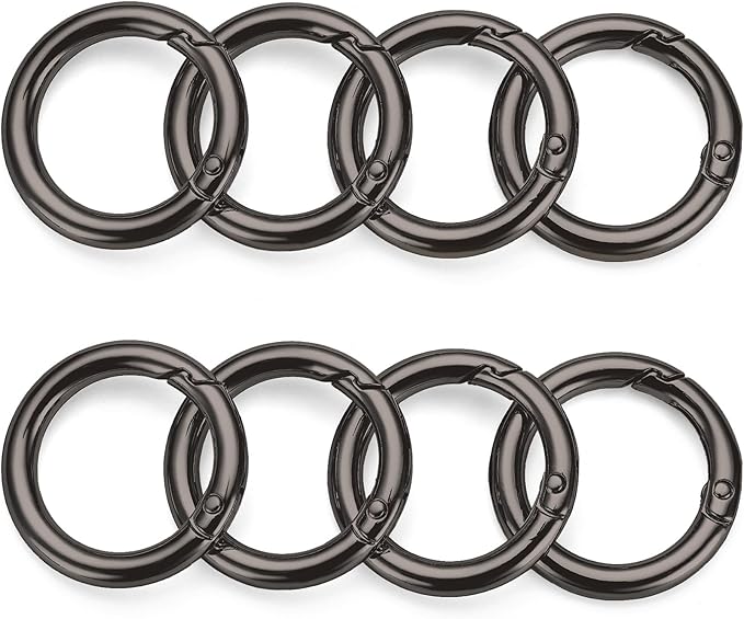 Gkeygo Key Ring Clip, 4/5 Inch Keychain Rings, 8 Pack Round Carabiner Clip for Keys, Buckle, Bags, Purses - Key Chain Hooks Replacement Keychains Lanyard DIY Crafts, Gunmetal
