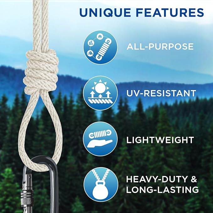 TECEUM Cotton Rope 3/16” (5 mm) – 300 FT – Strong All-Purpose Braided Rope – Natural Cotton – for Crafting, Сamping, Clothes Line, DIY, Indoor & Outdoor Use – Natural