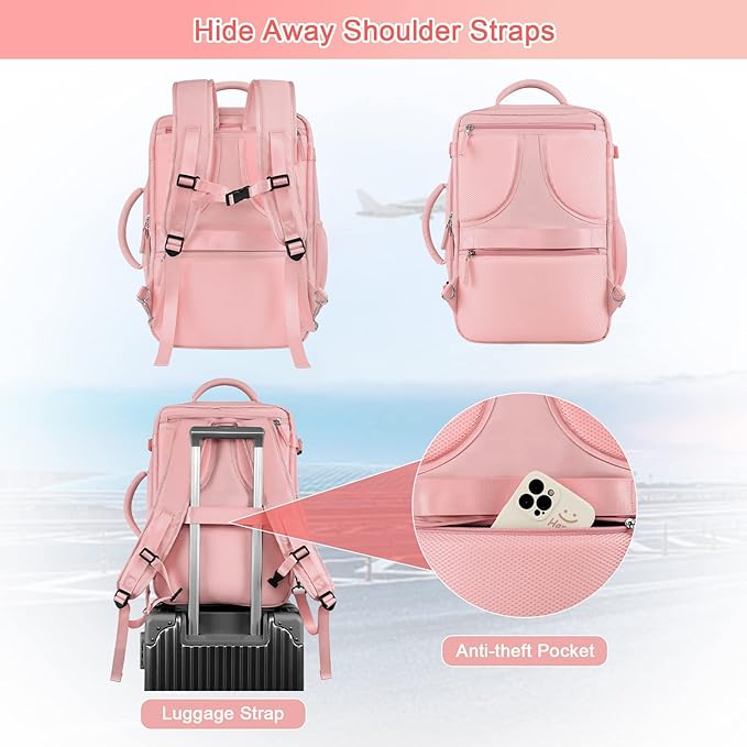 Sinaliy Large Travel Backpack for Women, 40L Carry On Backpack, 17 Inch Laptop Waterproof Backpack, College Bookbag, Backpack for Women, as Person Item Flight Approved