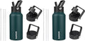 BJPKPK Insulated Water Bottles with Straw Lid, 27oz Stainless Steel Water Bottle with 3 Lids, Leak Proof BPA Free Metal Thermos Mug, Sports Water Bottle Keep Cold & Hot- Army Green (Pack of 2)