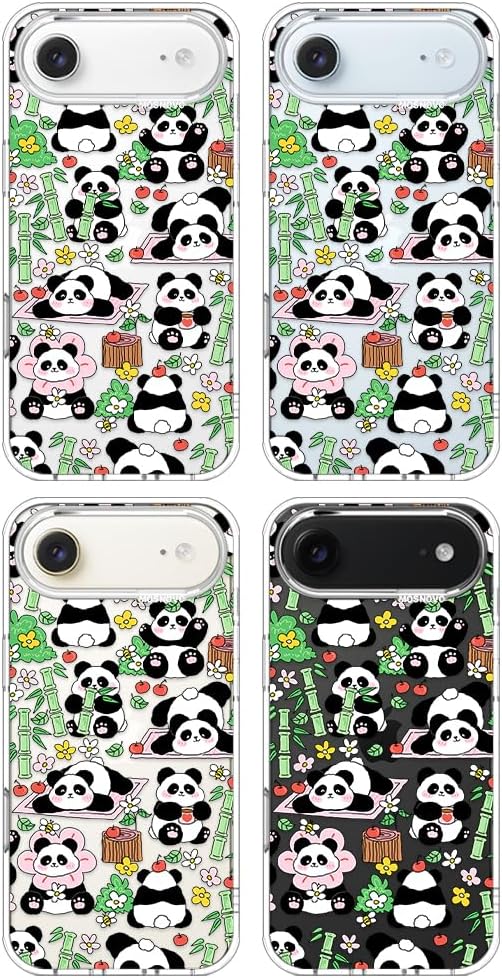 MOSNOVO for iPhone Air Case, Shockproof Military-Grade Protection 6.6ft Drop Tested, Camera Control, Clear Phone Case for iPhone 17 Air, Kawaii Panda Garden Design