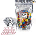BELLE KR® 4x6 Mylar Bags for Food Storage with 7.5mil Thick - Pack Of 300 - Stand Up Clear Mylar Bags with See Through Window - Small 1/2 Pint Pouches for Freeze Dried Candy - Labels Included
