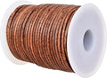 GENIQUE Real/Genuine Round Leather String Cord for Necklace, Bracelets, Jewellery, Braiding (Saddle Brown Distressed, 2mm)