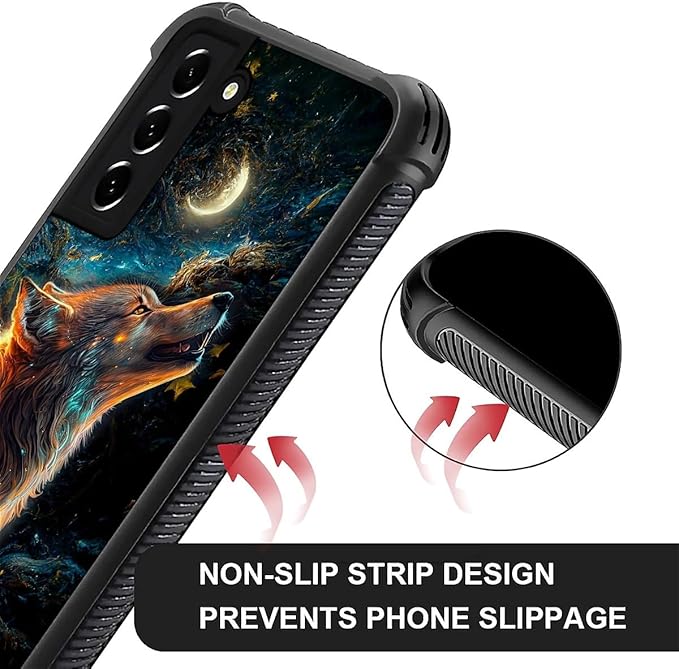 for Samsung Galaxy S22 Case, Star Cave Hungry Wolf Pattern Graphic Design Girl Boy Soft Silicone Hard Acrylic Shock Protection for Samsung Galaxy S22