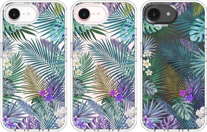 MOSNOVO for iPhone 17e Case/iPhone 16e Case, Shockproof Military-Grade Protection 6.6ft Drop Tested, Clear Phone Case for iPhone 16e / iPhone 17e, Tropical Rainforests Design