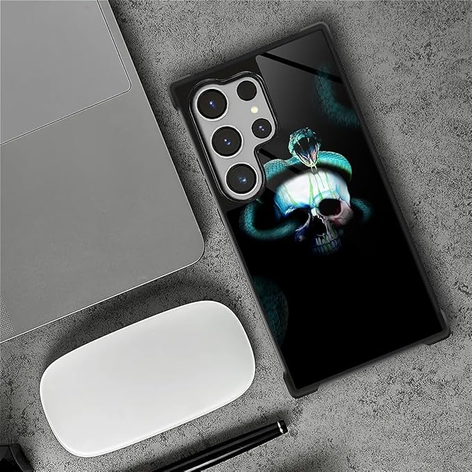 for Samsung Galaxy S26 Ultra Case,Graphic Design for Girl Boy Soft Silicone Hard Acrylic Shock Protection Designed for Samsung Galaxy S26 Ultra Skeleton Winding Snake Pattern