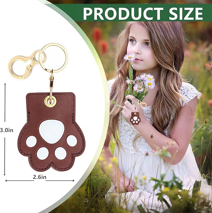 Leather Keychain Holder Case Compatible with AirTag,Cute air tag Cover with Keychain Ring,GPS Tracker Case for Keys