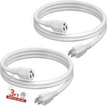 16/3 Short Extension Cord 3 FT 2 Pack, White Extension Cord Flexible & Durable, Indoor 3 Prong Power Cable, Suitable for Home and Office, 13 Amp 1625 Watt 125VAC 16AWG, ETL Listed