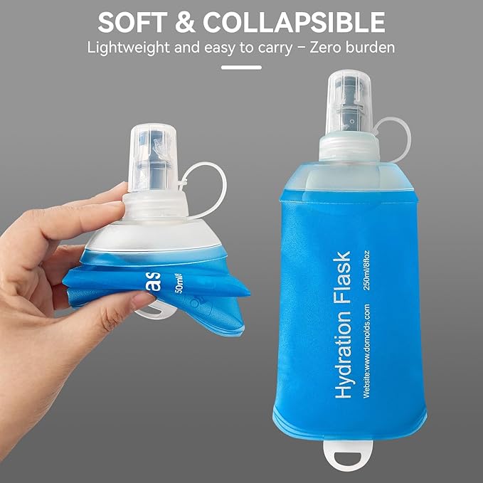 150ml Soft Flask Soft Water Bottle for Running, Hiking, Travelling, Cycling and Climbing, TPU Material, BPF-Free - Blue