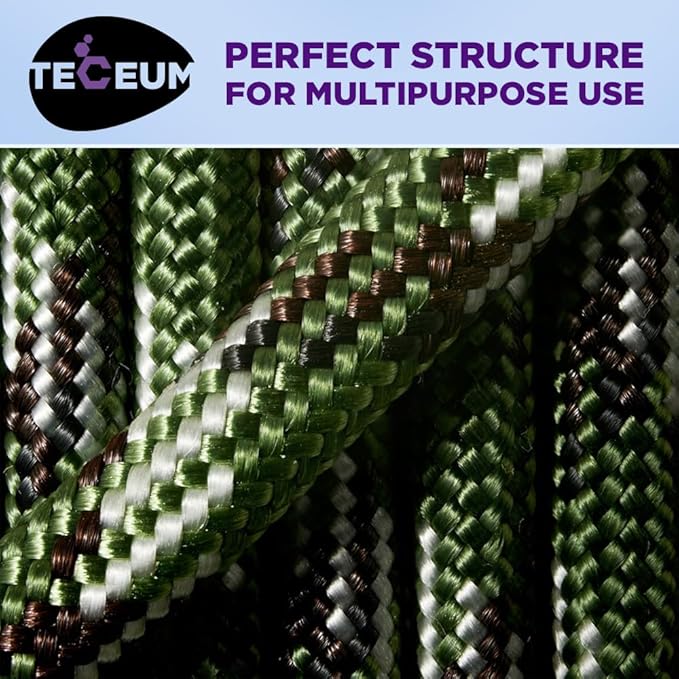 TECEUM Reflective Paracord Rope 1000 – 1000ft/200ft/100ft/50ft – 40+ Colors – Glow in The Dark – para Cord – Utility Rope for Survival, Hunting & Camping Gear – Nylon String, Camping Rope, Tent Cord