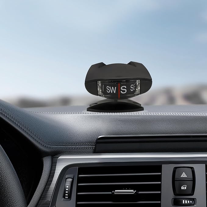 Auto Compass for Car Dashboard with Adjustable Inclinometer and Suction Mount, Car Navigation Compass Ball Suitable for Vehicle and Outdoor Use
