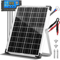 20W 12V/24V Solar Panel Kit, Monocrystalline Solar Battery Trickle Charger Maintainer +10A PWM Charge Controller + Adjustable Mount Bracket for Car, RV, Boat, Motorcycle, Off-Grid System