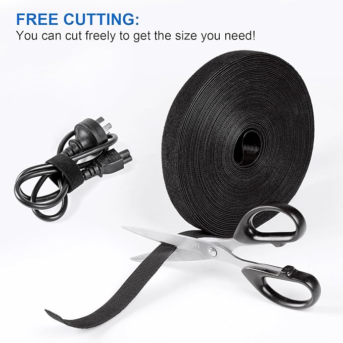 OneLeaf 2 Pack Fastening Cable Management Roll, Free Cutting Cable Straps, Double-Sided Hook and Loop Cable Ties Roll, Multi-Purpose Wire Management Tape for Home and Office