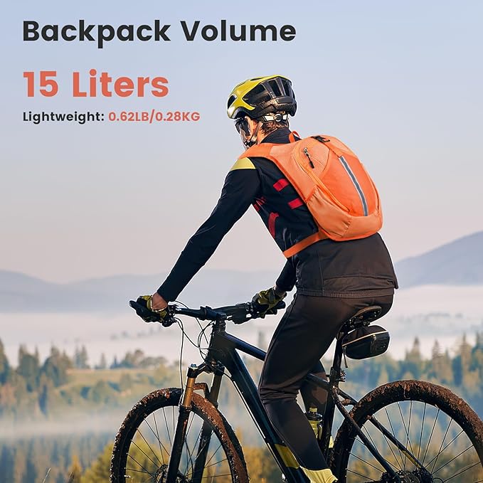 Small Hiking Backpack 15L- Lightweight Packable Foldable Backpack for Travel Camping Outdoor Commute, Compact Rucksack for Women Men(Orange)