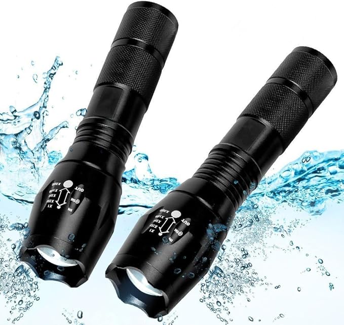 BESTSUN LED Flashlight 2 Pack, High Lumens Small Tactical Flashlights with 5 Modes, Waterproof Zoomable Mini Flash Light for Camping Hiking Emergency Home