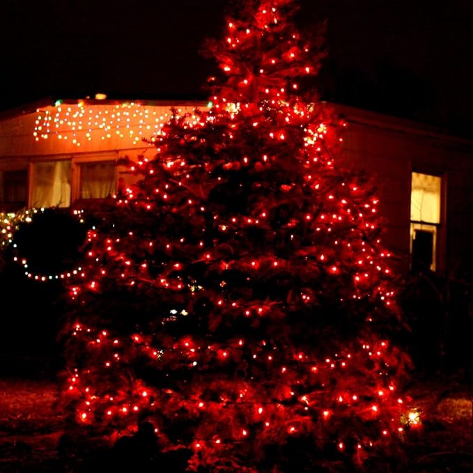 TW SHINE Valentine's Day Red Lights, 20FT 100 Count Incandescent Christmas Mini Tree String Lights, Waterproof Christmas Decorations for Outdoor Indoor Xmas Patio Home Party Garden Yard Decor