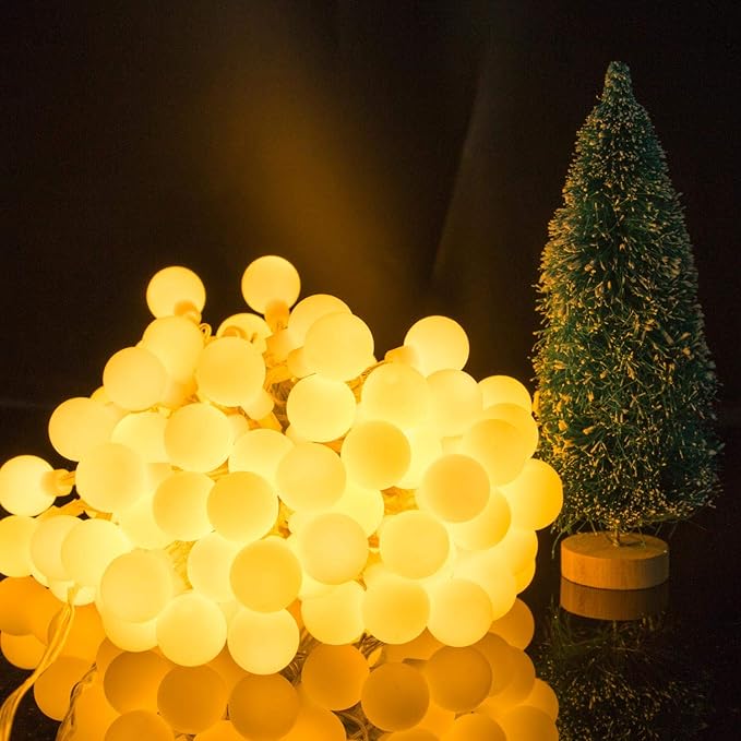 Minetom Mini Globe String Lights, 66 Ft. 200 LED Fairy String Lights Plug in, 8 Modes with Remote, Decor for Indoor Outdoor Party Wedding Christmas Tree Garden, Warm White