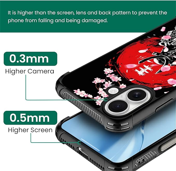 for iPhone 17 Case,for MagSafe Graphic Design for Girl Boy Soft Silicone Hard Acrylic Shock Protection Designed for iPhone 17 Sakura Japanese Samurai Pattern