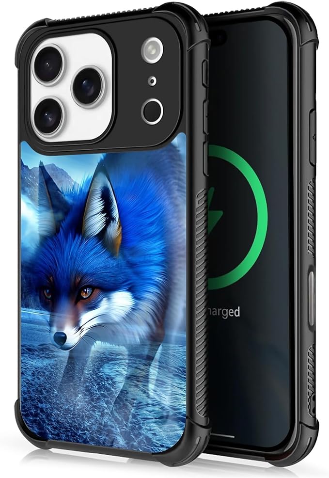 for iPhone 17 Pro Case,for MagSafe Graphic Design for Girl Boy Soft Silicone Hard Acrylic Shock Protection Designed for iPhone 17 Pro Snowy Mountain Fox Lake Pattern