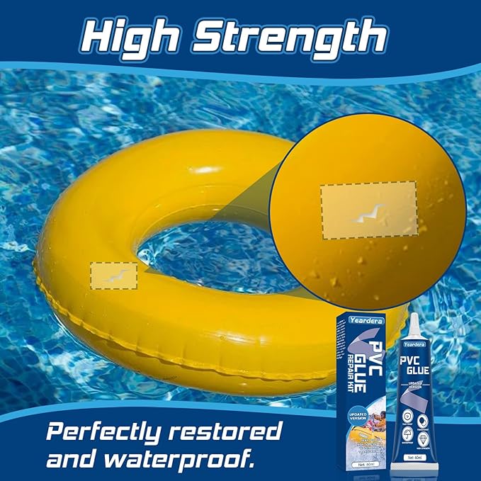 Yeardera Air Mattress Patch Kit, Waterproof Vinyl Repair Kit, High Strength PVC Adhesive for Inflatables, PVC Boats, Vinyl Glue (60ml/1 Pack)