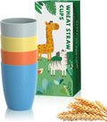 Homienly Drinking Glasses & Shatterproof Cups Set of 4 | Premium Wheat Straw, Non-Toxic Reusable Plastic Cups | Dishwasher & Microwave Safe for Beach, Camping... (12 oz, Beach Color)