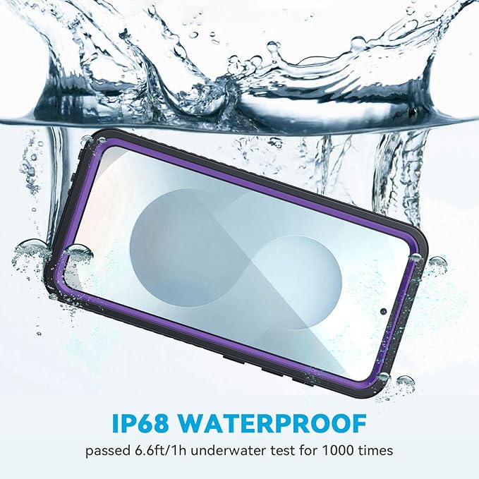 Lanhiem for Samsung Galaxy S25+ Plus Case, IP68 Waterproof Dustproof Case with Built-in Screen Protector, Rugged Full Body Shockproof Protective Cover for Galaxy S25 Plus 6.7 Inch, Purple