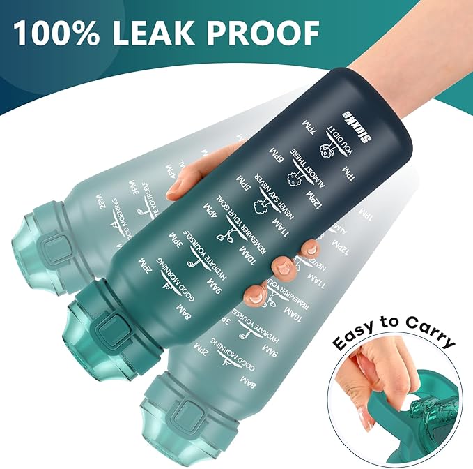 SLUXKE Insulated water bottle with Straw and Chug Lids, 18/10 Stainless Steel 24oz Water Bottle BPA Free, Double Wall Vacuum Wide Mouth Insulated Water Bottle for Men, Women & Kids BLUE BLUE