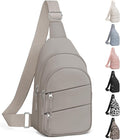 Tuwubi Crossbody Bags for Women, Sling Bag for Men, Small Hiking Backpack Anti Theft Lightweight for Outdoors Travel (M, Khaki)