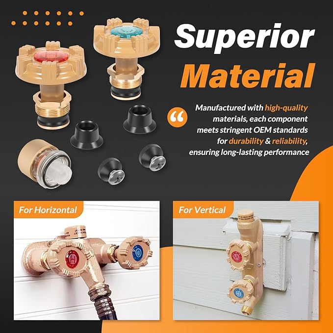 RK-22PRV Repair Kit Metal Handle Replacement for Woodford Model 22 and V22 Outdoor Wall Faucets, Round Handle w/RK-22VB Vent Float Kit (24Pcs)
