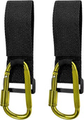 2 PCS UTV Hook for Hanging Headsets, Aluminum Alloy Stroller Carabiner Clips with Adjustable Strap, Multipurpose Roll Cage Hooks for Motorcycle Dirt Bike Scooter Owners (Golden)