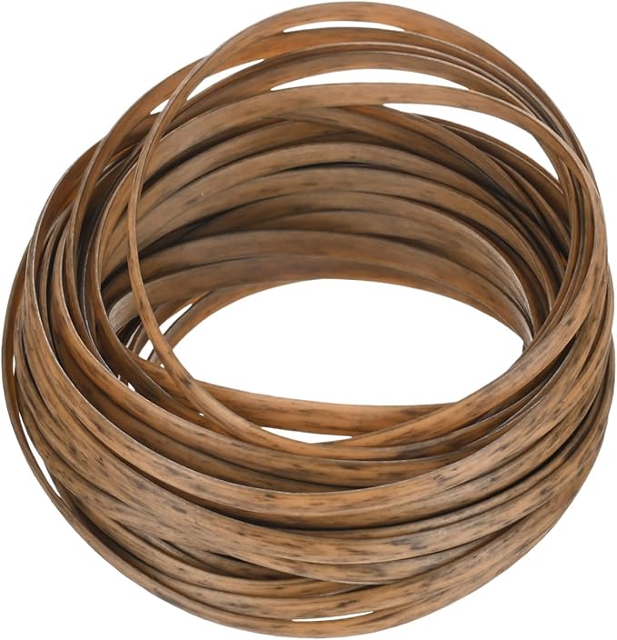 M METERXITY 1-Pack Wicker Repair Kit, 5mm x 33ft/10m Plastic Flat Rattan Replacement Supplies for Patio Furniture Repair/Basket Making/Chair Weaving, Synthetic Woven Rattan [Khaki]