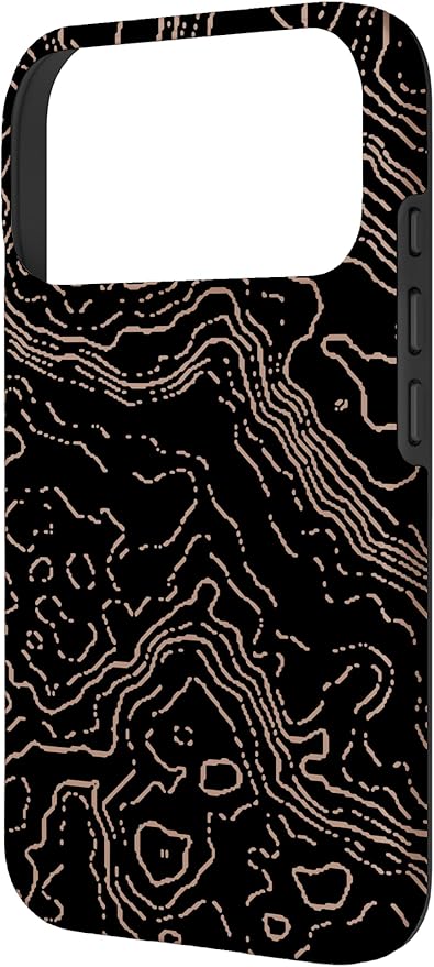 Topography Black & Brown Abstract Pattern Topographic Map Case for iPhone 17 Pro