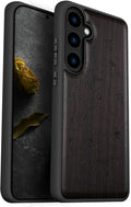 Carveit Wood Case for Galaxy S24 Plus Case [Natural Wood & Black Soft TPU] Shockproof Protective Cover Unique Wooden Design Compatible with S24 Plus (World Map-Blackwood)