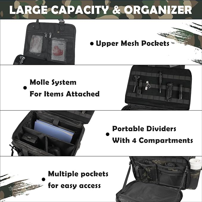 SCAVATA Patrol Bag Law Enforcement, Police Gear Car Front Seat Vehicle Organizer Bags with MOLLE System (Camo)
