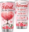 Retirement Gifts for Women with Inspirational Message, 20oz Stainless Steel Insulated Tumbler, Floral Heart Tree Travel Mug for Coworker, Mom, Teacher, Friend, Farewell