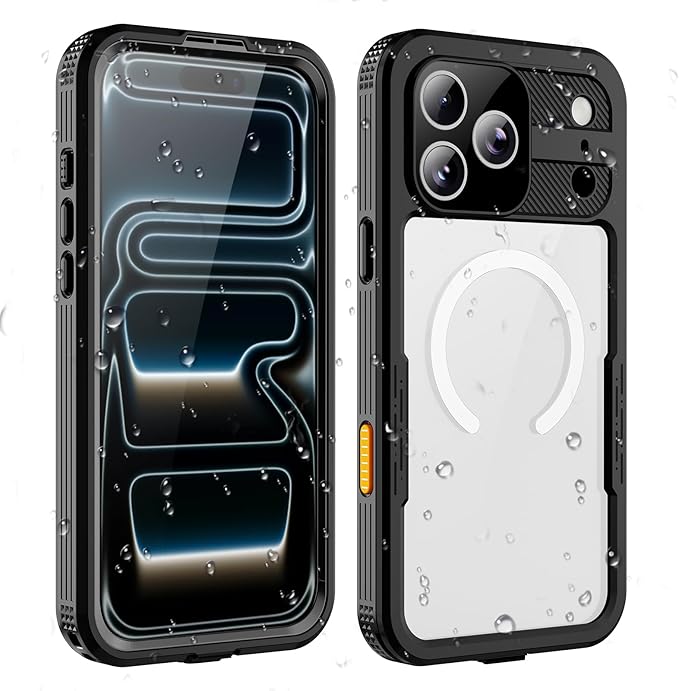Waterproof Phone Case Compatible with iPhone 17 Pro, IP68 Waterproof Shockproof Dust-Proof Phone Case with Built in Screen Protector, Full Body Protective Case (Black, 17 Pro)